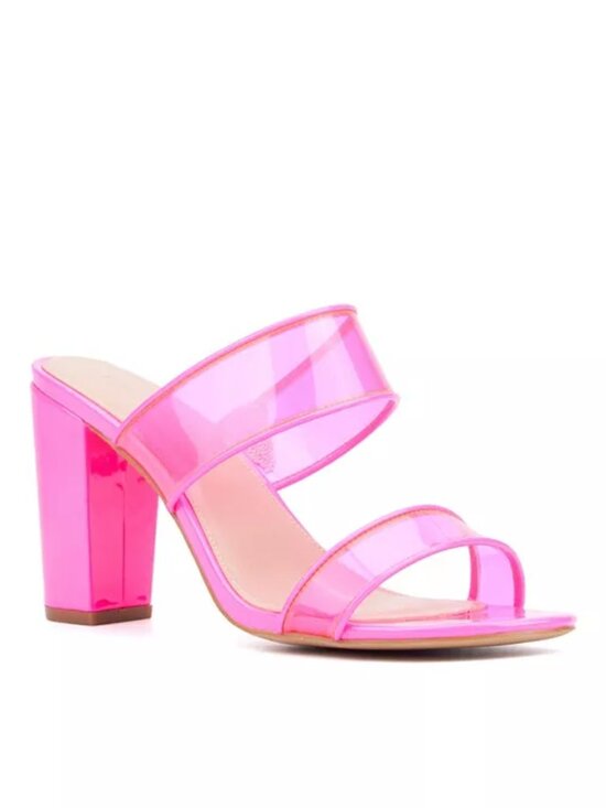Fashion to Figure Shoes - Fashion to Figure Berlynne Wide Width Block Heel Sandals – Bright Pink – Size 8